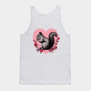 Squirrel Heart with Roses Tank Top